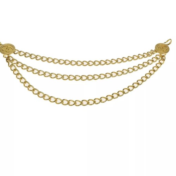 CHANEL CC Logo Coin Medallion Charm Chain Belt Gold GHW Accessory - Picture 3 of 7